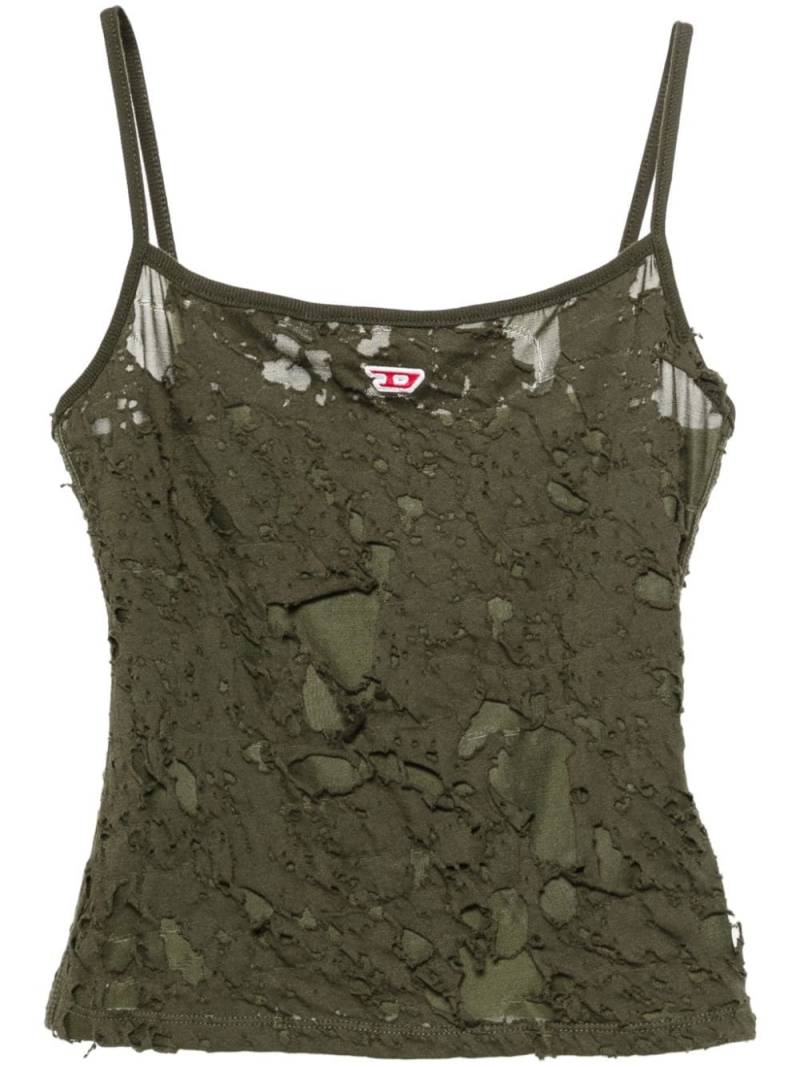 Diesel logo-patch distressed tank top - Green von Diesel