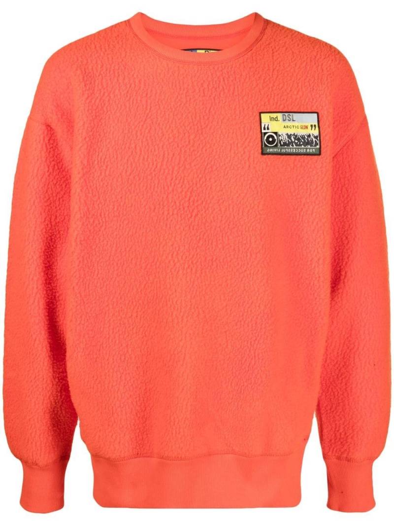 Diesel logo-patch fleece reversible sweatshirt - Red von Diesel