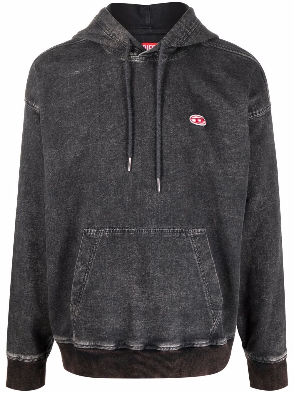 Diesel logo-patch long-sleeved hoodie - Black von Diesel