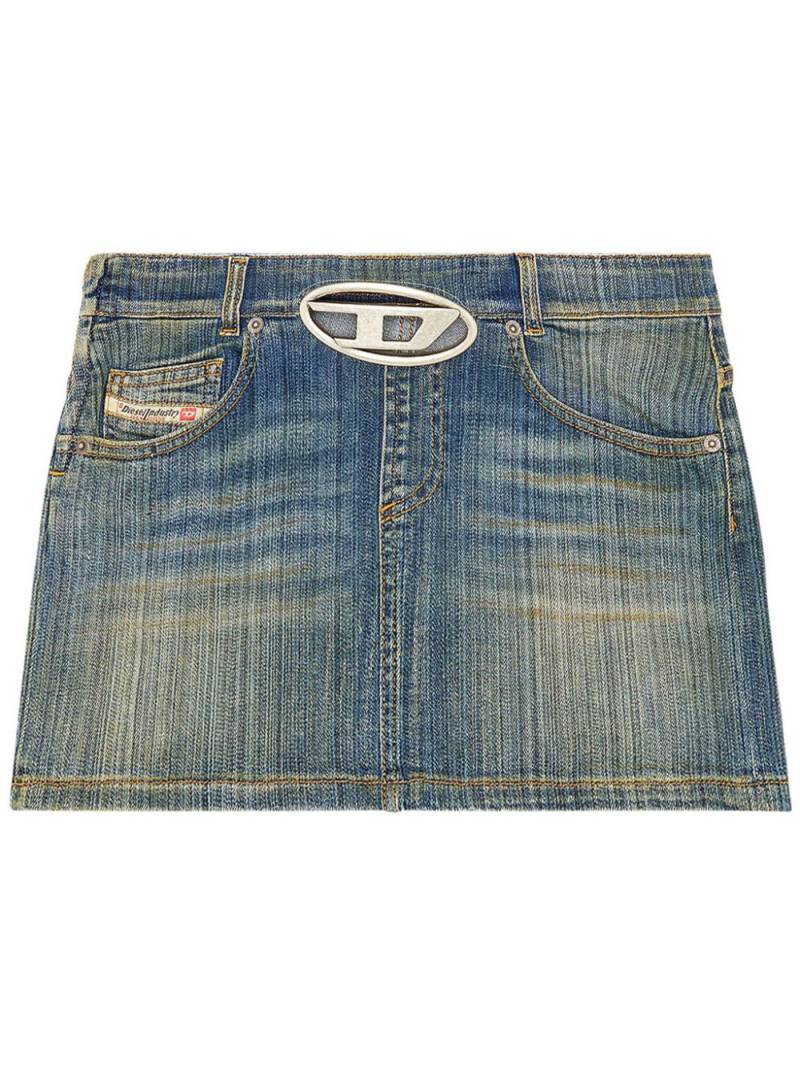 Diesel logo-plaque denim mini skirt - Blue von Diesel