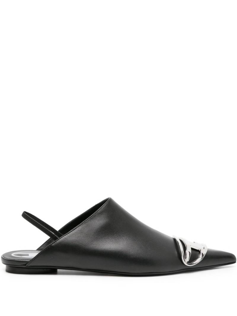 Diesel logo-plaque leather mules - Black von Diesel