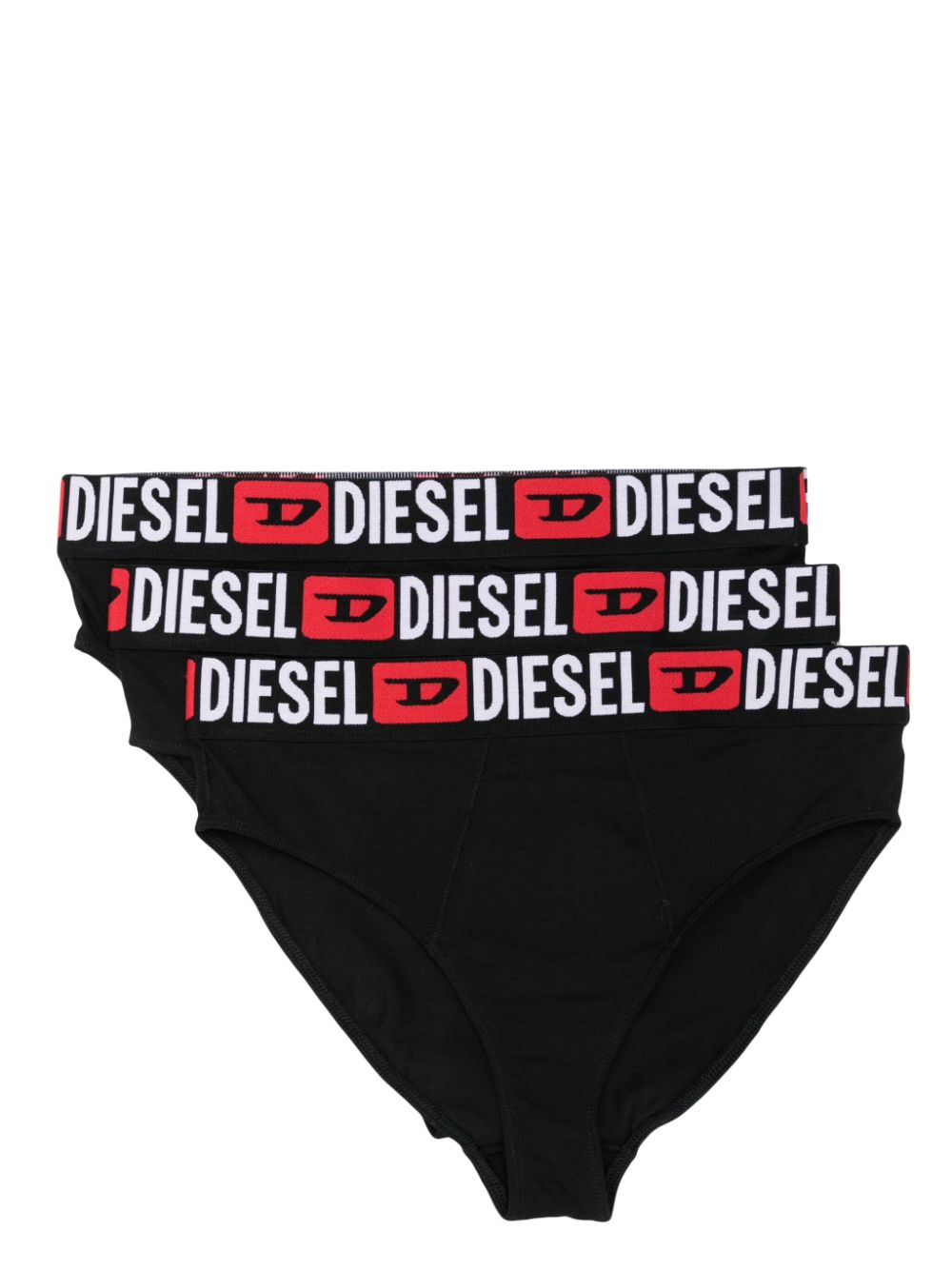 Diesel logo-waistband briefs (pack of three) - Black von Diesel