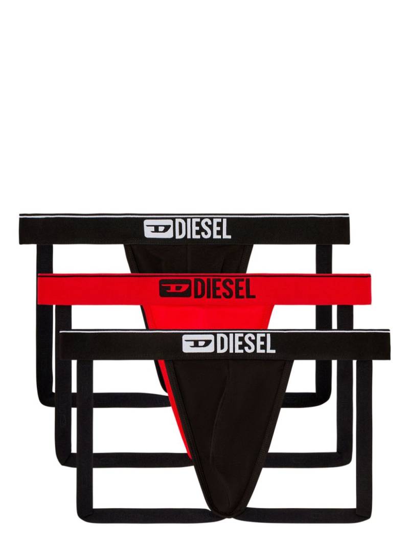 Diesel logo-waistband jockstraps (pack of three) - Black von Diesel