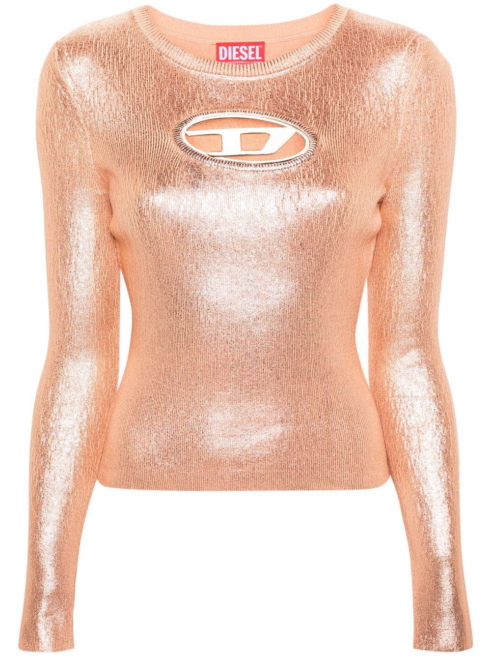 Diesel metallic logo-appliqué jumper - Orange von Diesel