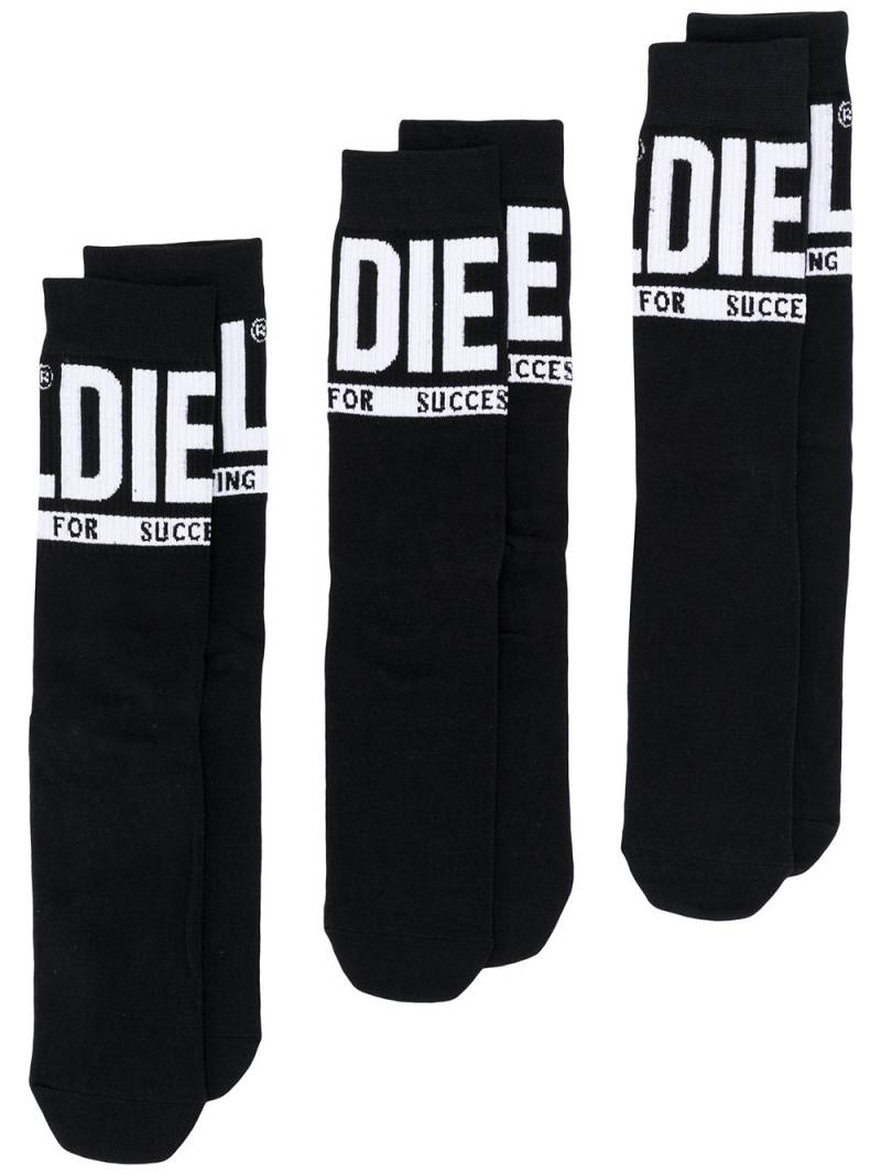 Diesel Skm-Ray logo-jacquard socks (pack of three) - Black von Diesel