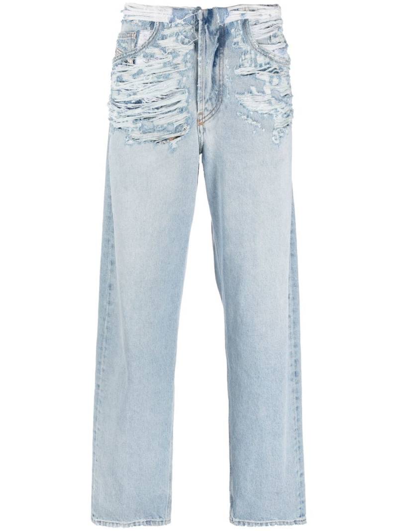 Diesel ripped straight-leg jeans - Blue von Diesel