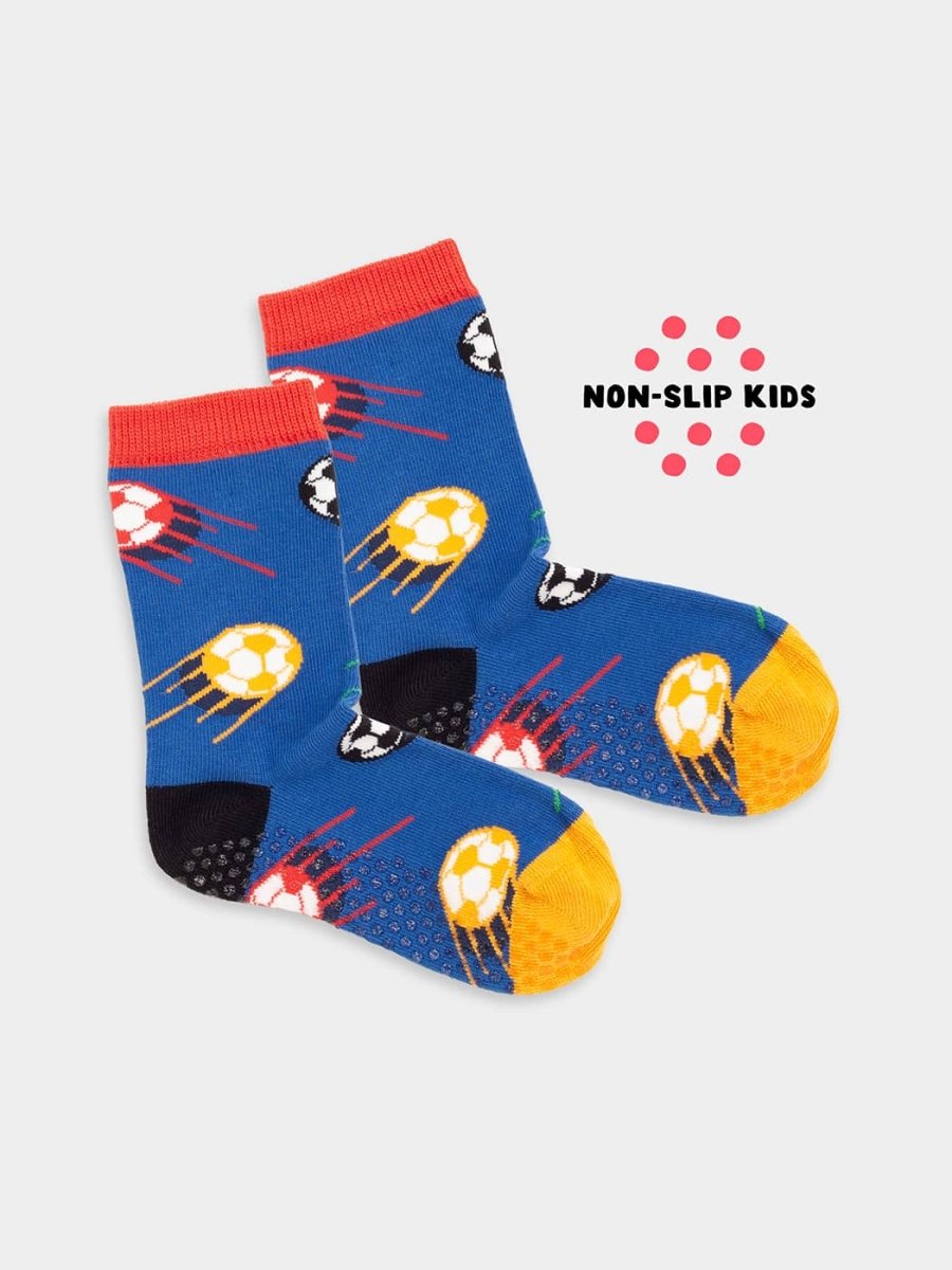 - Anti-Rutsch Kindersocken in Blau Rot mit Sport  Motiv/Muster von DillySocks