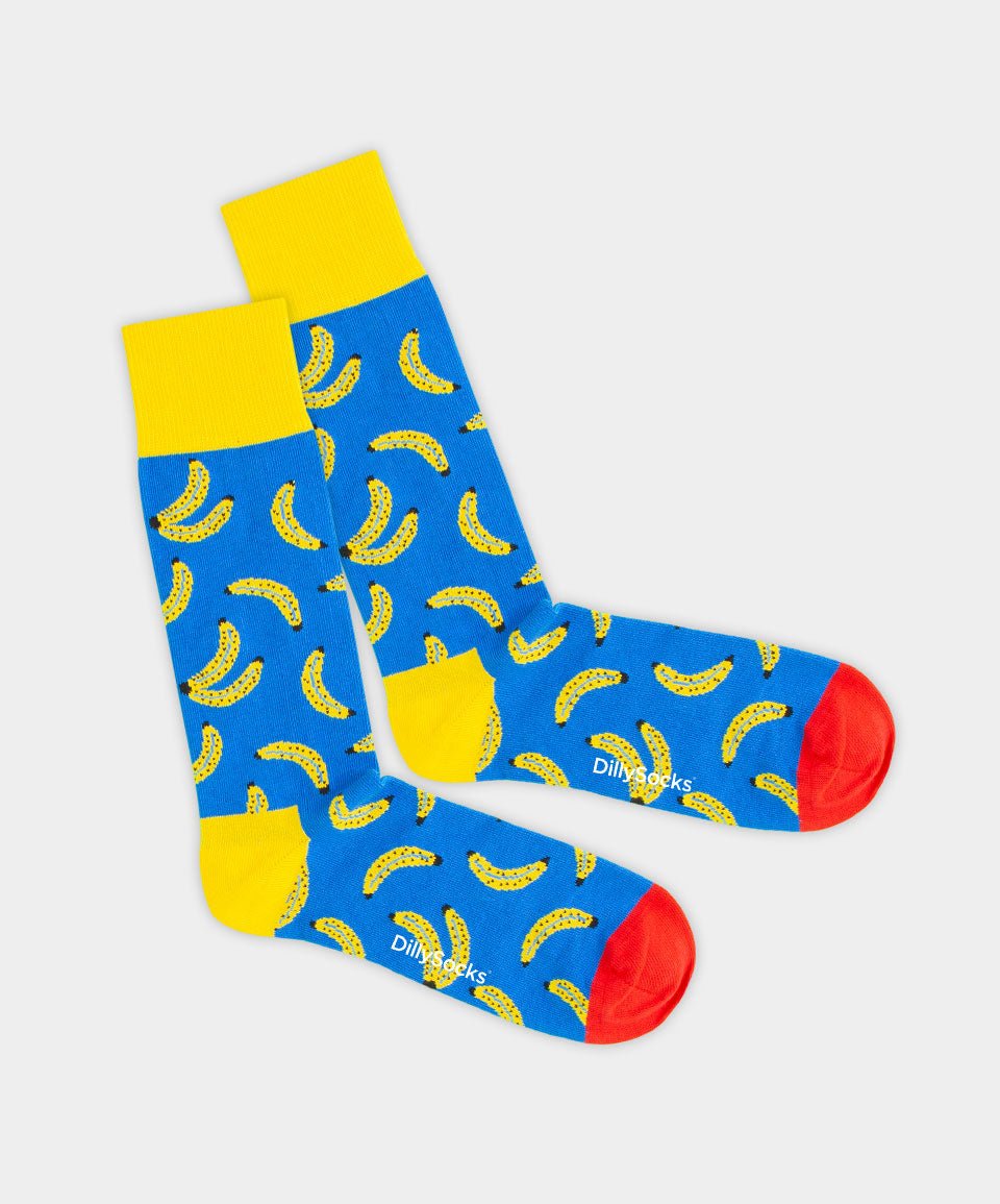 - Socken in Blau mit Früchte Essen Motiv/Muster - Socken in Blau mit Früchte Essen Motiv/Muster von DillySocks