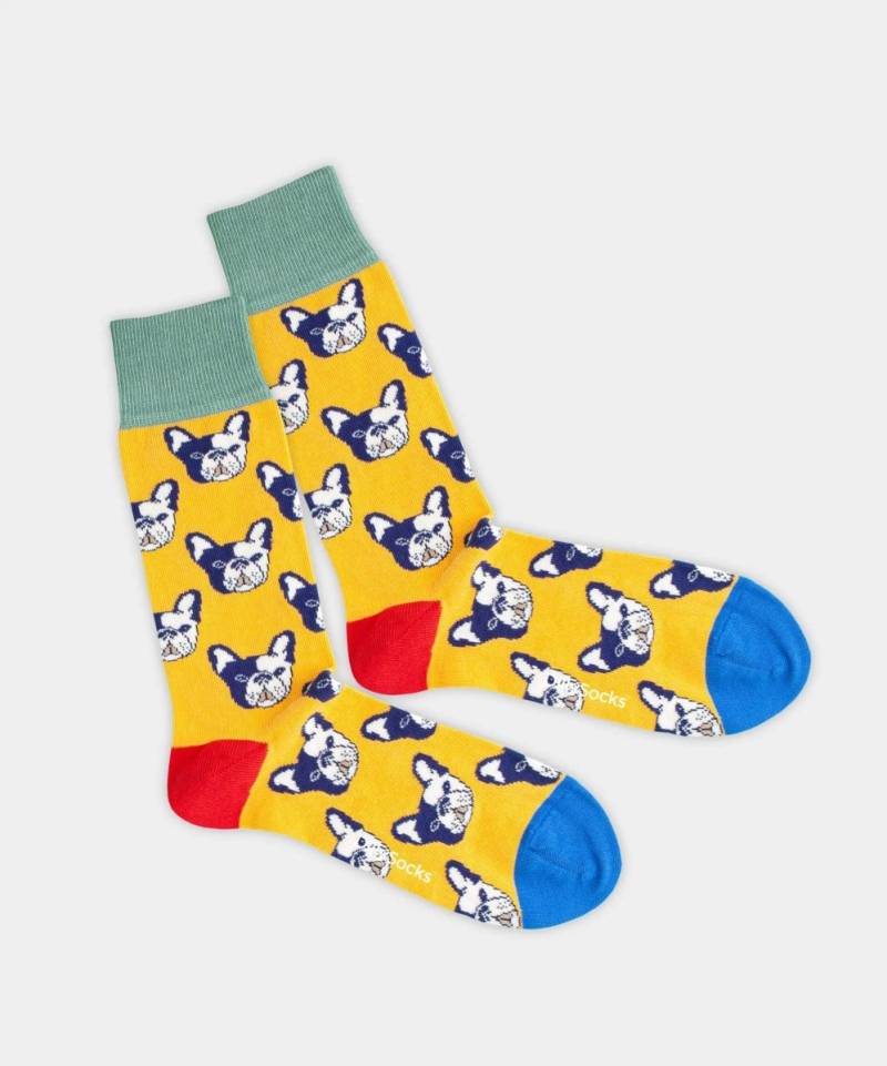 - Socken in Gelb mit Hund Tier Motiv/Muster von DillySocks