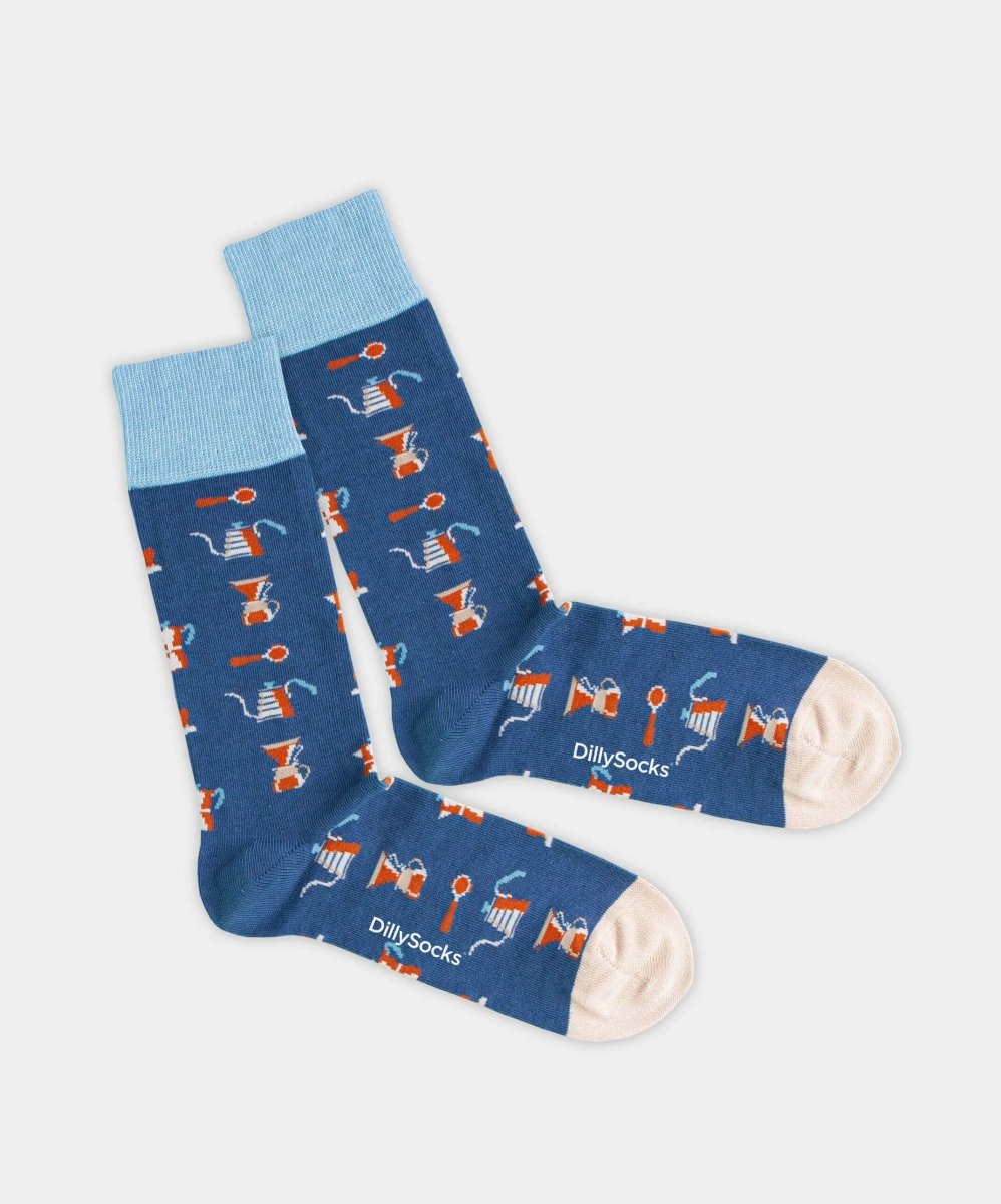 - Socken in Blau mit Essen Motiv/Muster von DillySocks