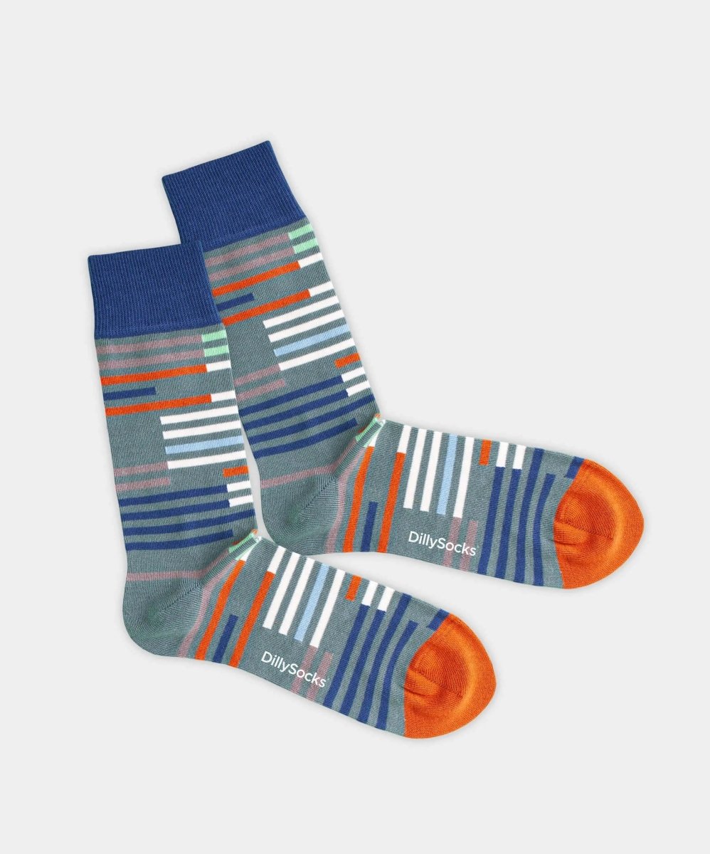 - Socken in Türkis mit Streifen Motiv/Muster - Socken in Türkis mit Streifen Motiv/Muster von DillySocks