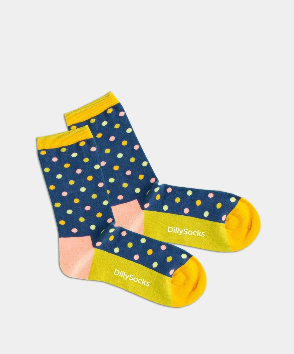 - Damensocken in Blau mit Punkte Motiv/Muster - Damensocken in Blau mit Punkte Motiv/Muster von DillySocks