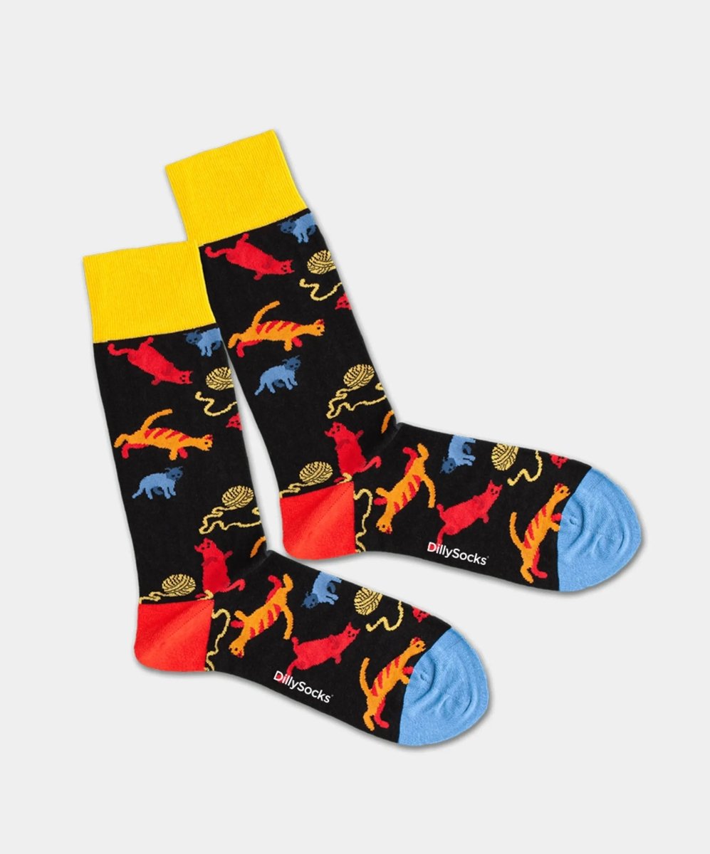 - Socken in Schwarz mit Tier Katze Motiv/Muster - Socken in Schwarz mit Tier Katze Motiv/Muster von DillySocks
