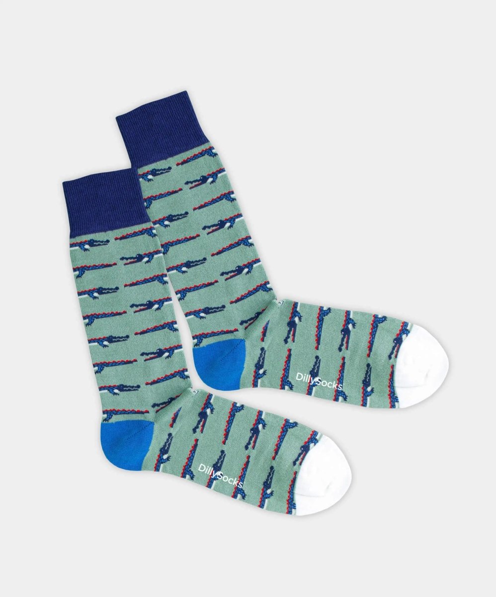 - Socken in Grün mit Tier Motiv/Muster - Socken in Grün mit Tier Motiv/Muster von DillySocks