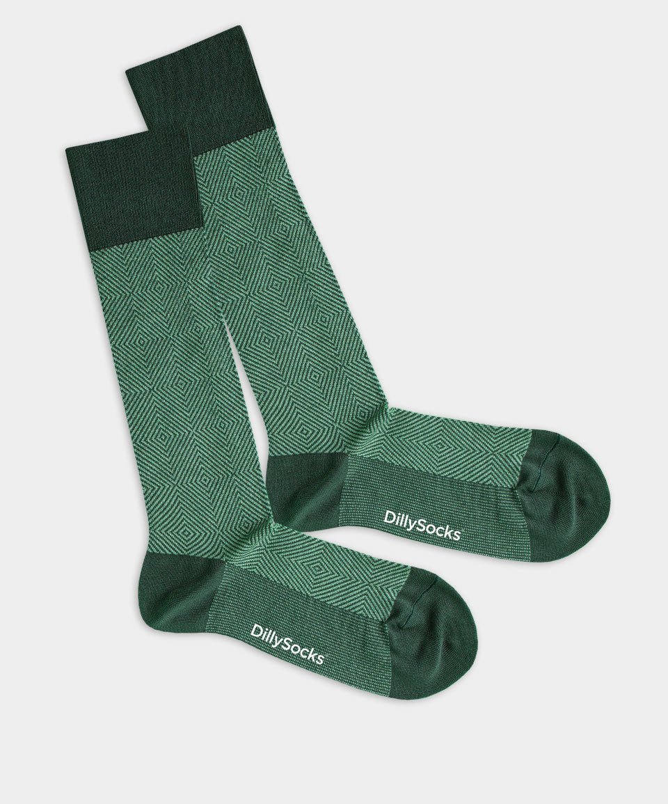 - Herrensocken in Grün mit Geometrisch Motiv/Muster - Herrensocken in Grün mit Geometrisch Motiv/Muster von DillySocks