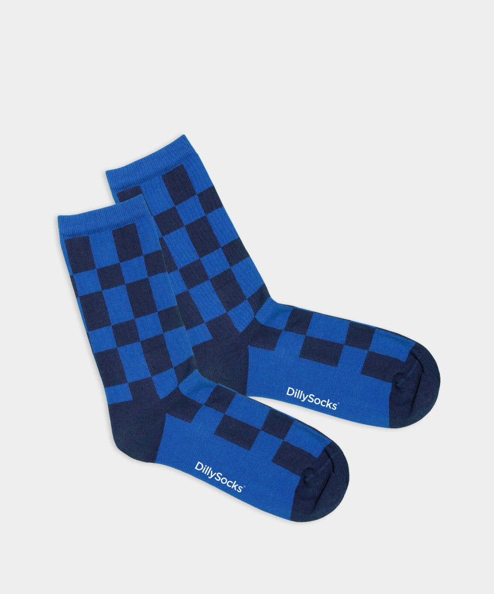 - Damensocken in Blau Schwarz mit Geometrisch Motiv/Muster von DillySocks