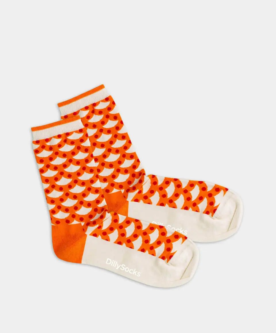 - Damensocken in Orange mit Geometrisch Motiv/Muster von DillySocks