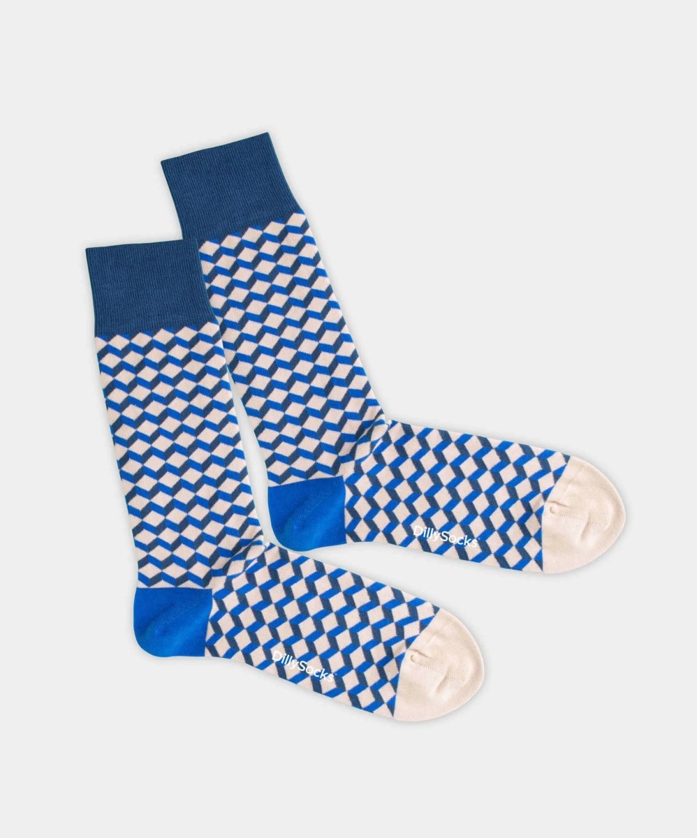 - Socken in Blau mit Dice Geometrisch Motiv/Muster - Socken in Blau mit Dice Geometrisch Motiv/Muster von DillySocks