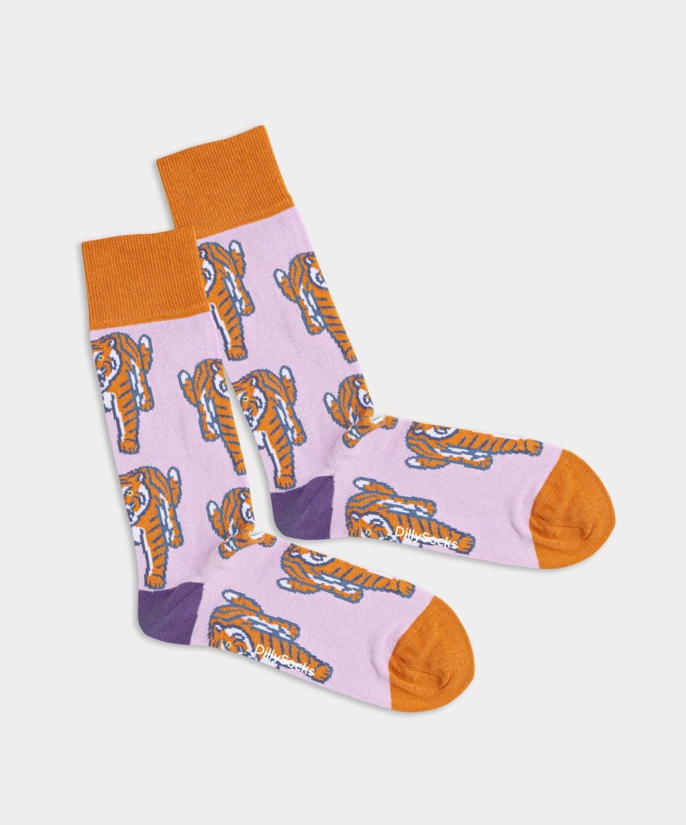 - Socken in Rosa mit Tier Katze Motiv/Muster - Socken in Rosa mit Tier Katze Motiv/Muster von DillySocks