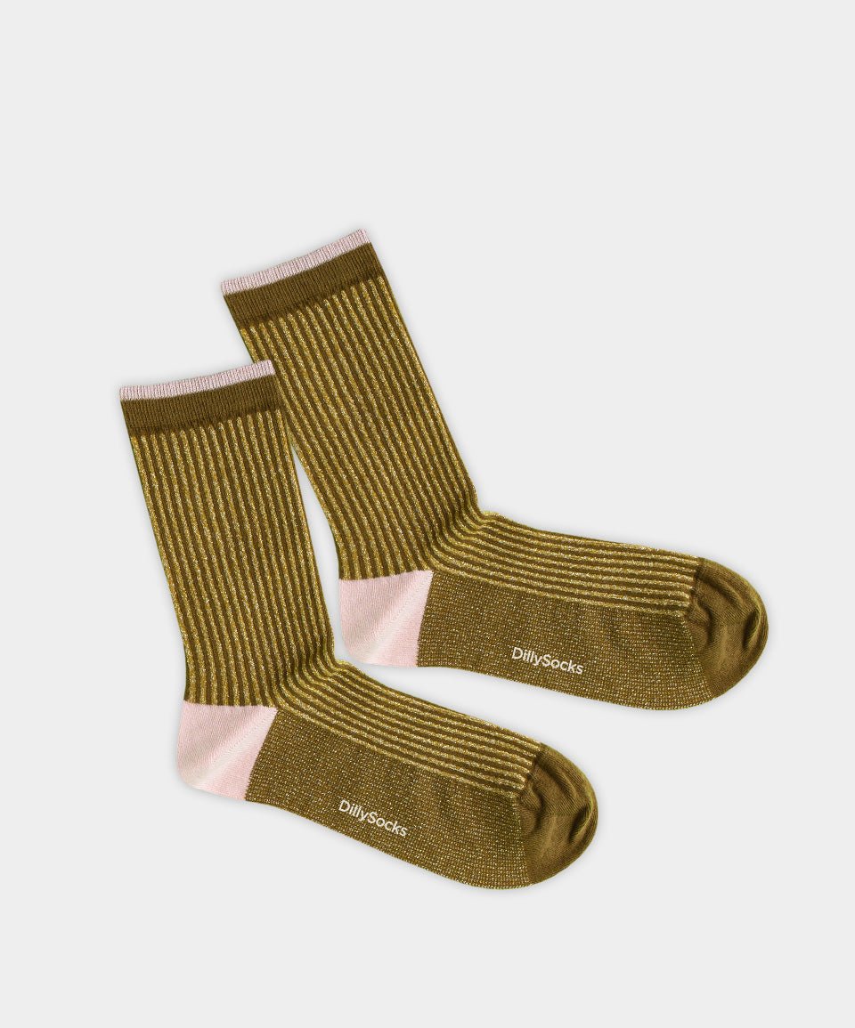 - Damensocken in Grün mit Glitzer Motiv/Muster - Damensocken in Grün mit Glitzer Motiv/Muster von DillySocks