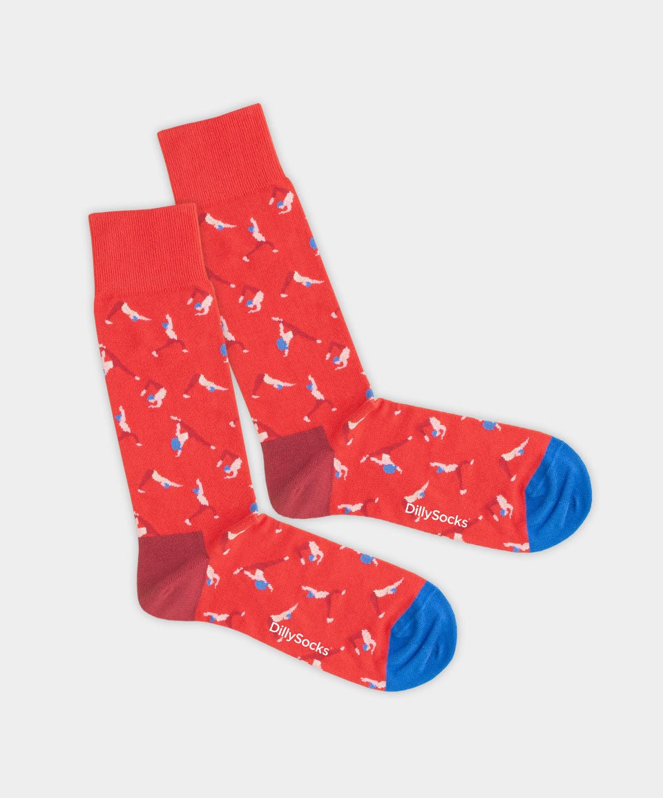 - Socken in Rot mit Sport Yoga Motiv/Muster - Socken in Rot mit Sport Yoga Motiv/Muster von DillySocks