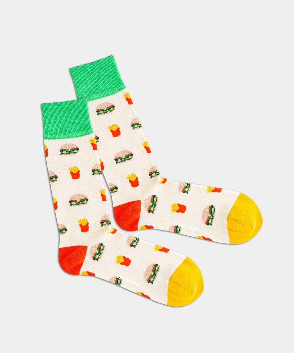 - Socken in Beige mit Essen Motiv/Muster - Socken in Beige mit Essen Motiv/Muster von DillySocks