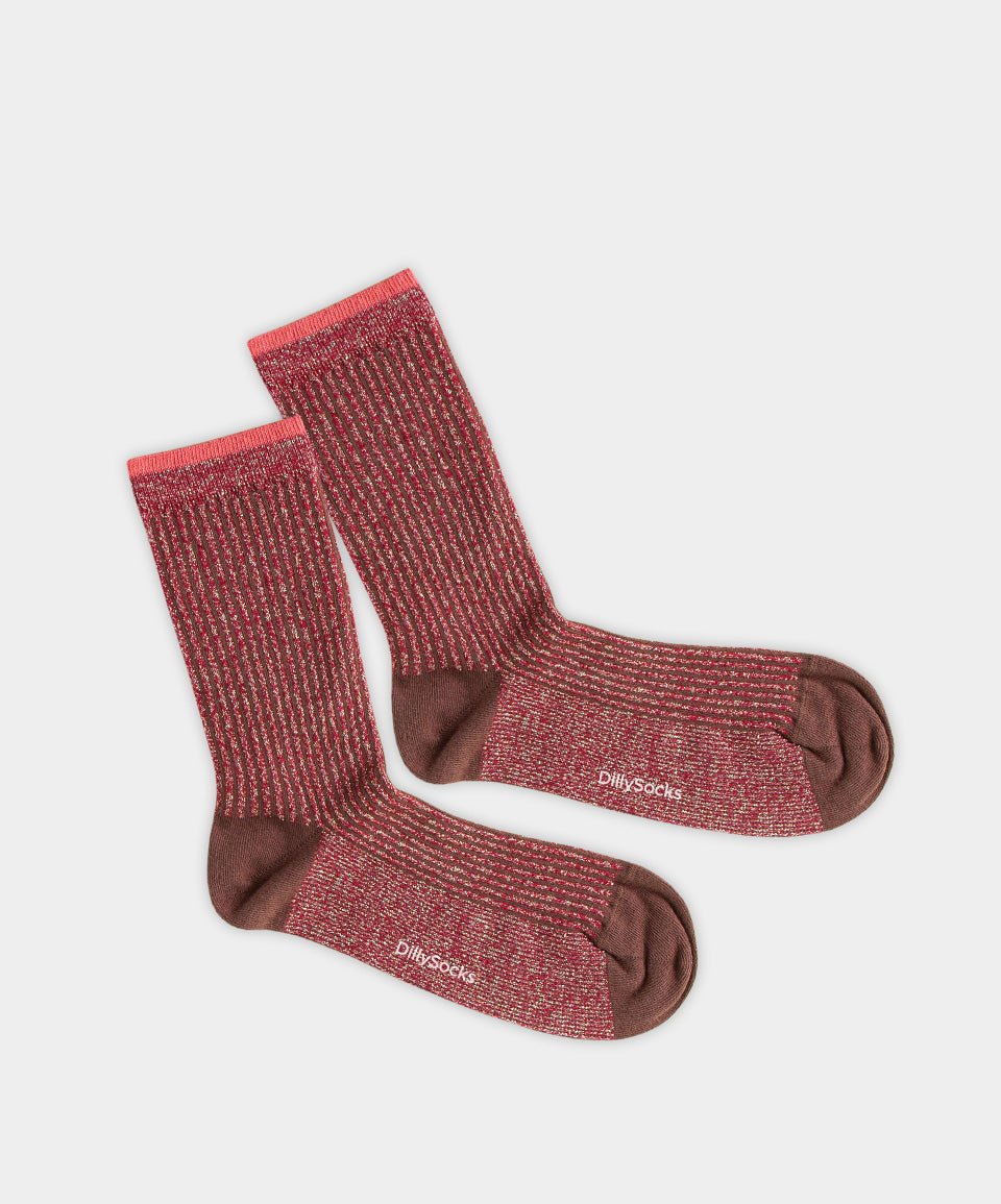 - Damensocken in Rot mit Glitzer Motiv/Muster von DillySocks