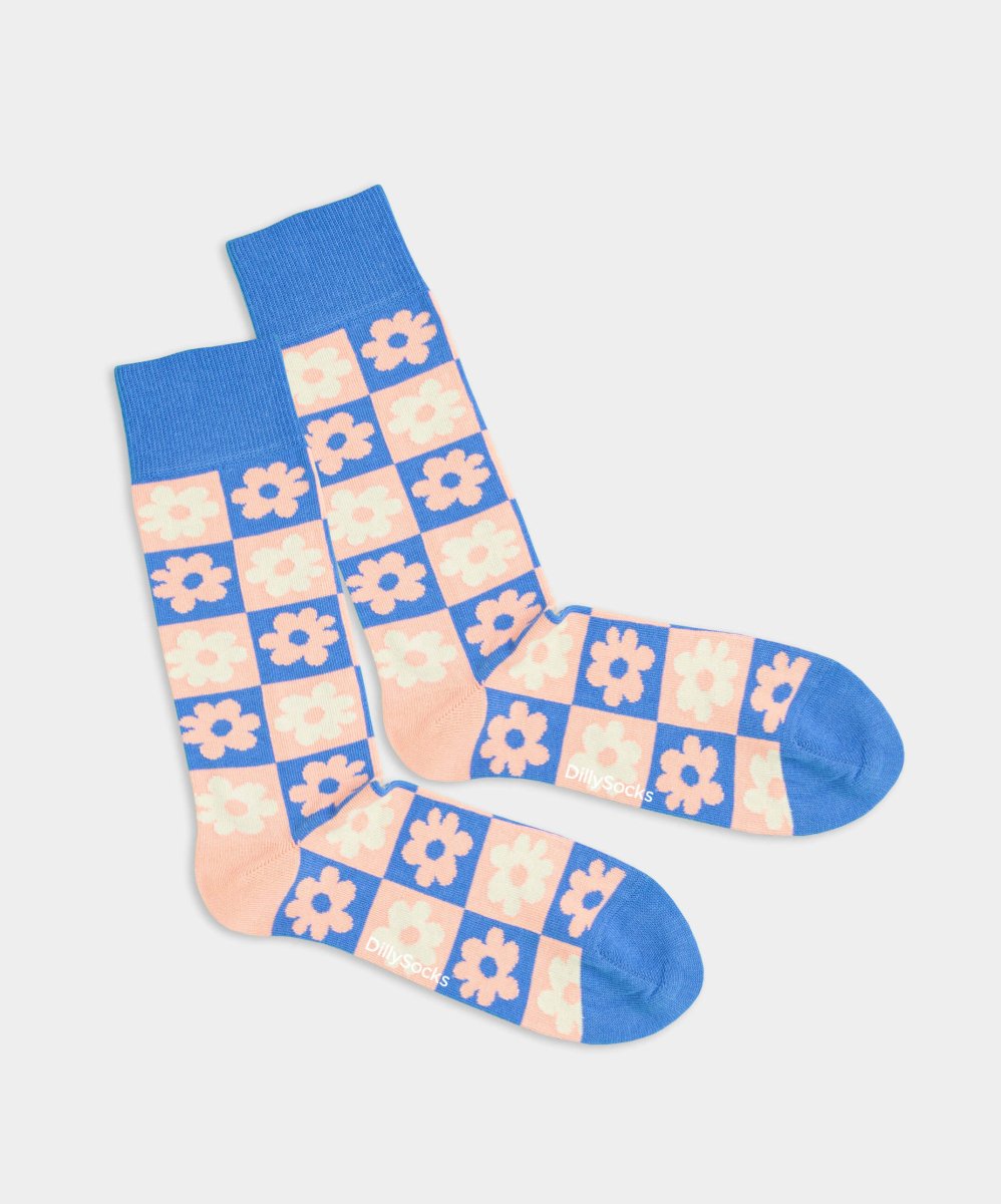 - Socken in Rosa mit Blumen Motiv/Muster - Socken in Rosa mit Blumen Motiv/Muster von DillySocks