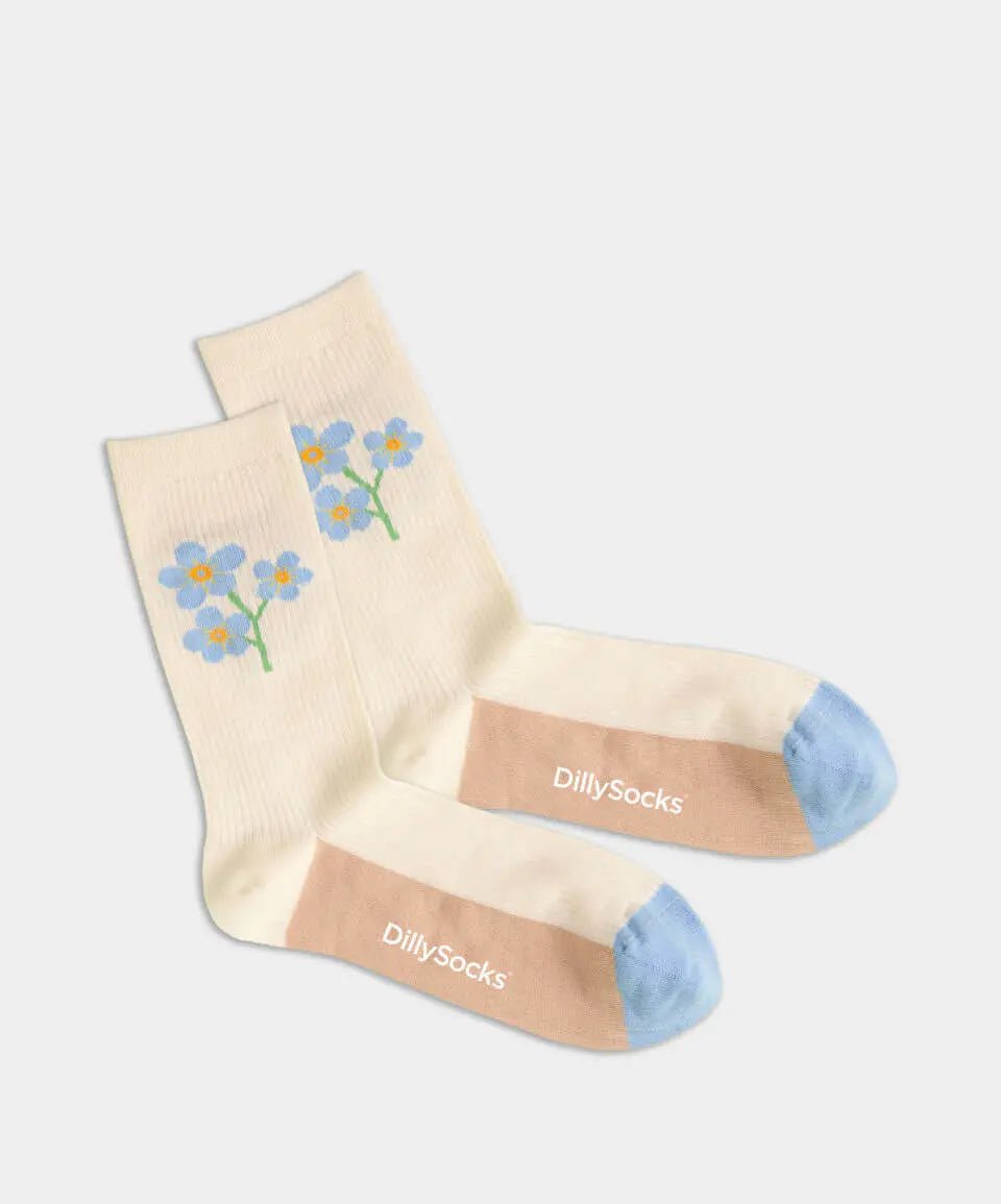 - Damensocken in Beige mit Blumen Motiv/Muster von DillySocks