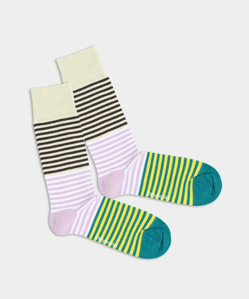 - Socken in Weiss mit Streifen Motiv/Muster von DillySocks