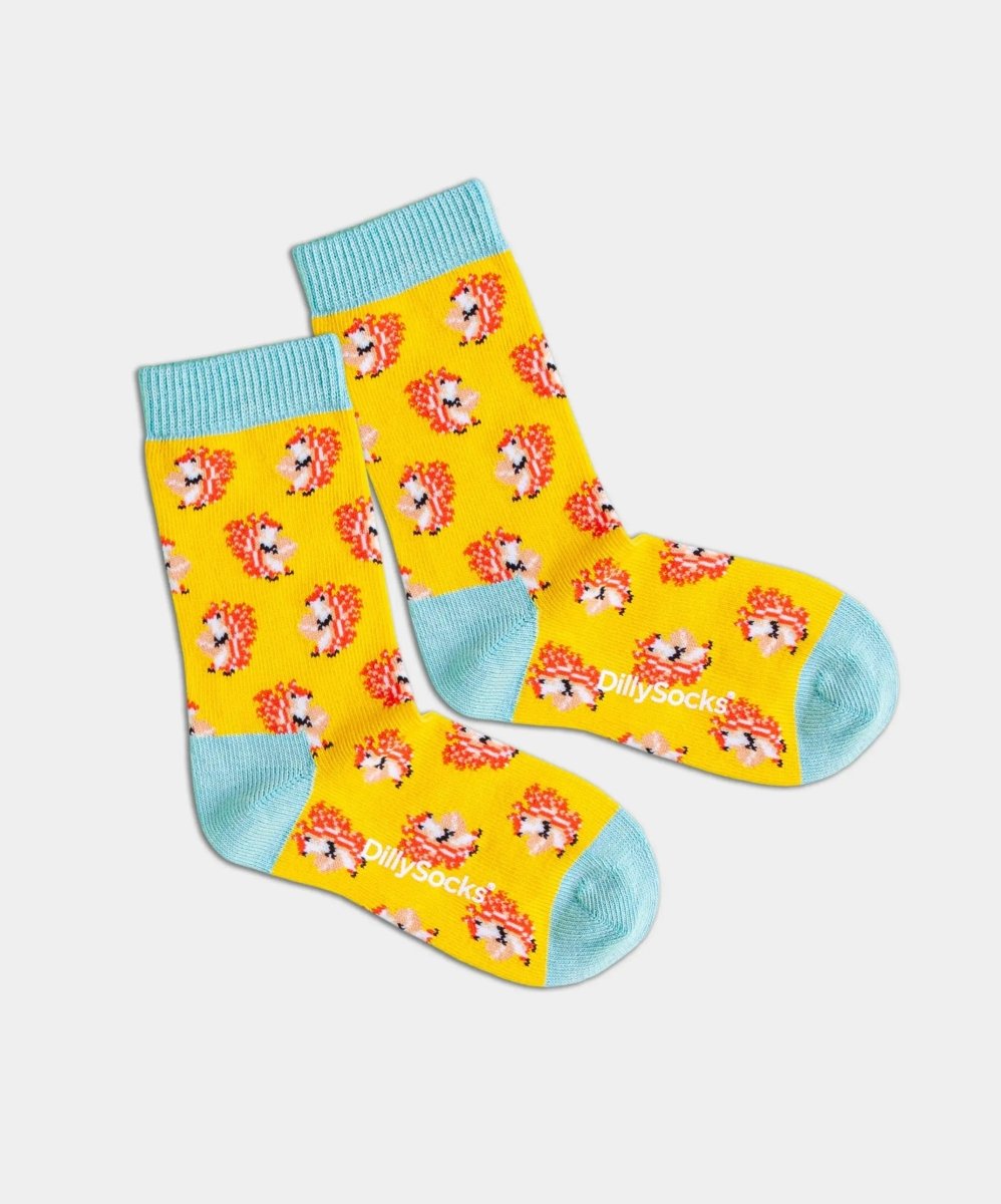 - Kindersocken in Gelb mit Tier Motiv/Muster - Kindersocken in Gelb mit Tier Motiv/Muster von DillySocks