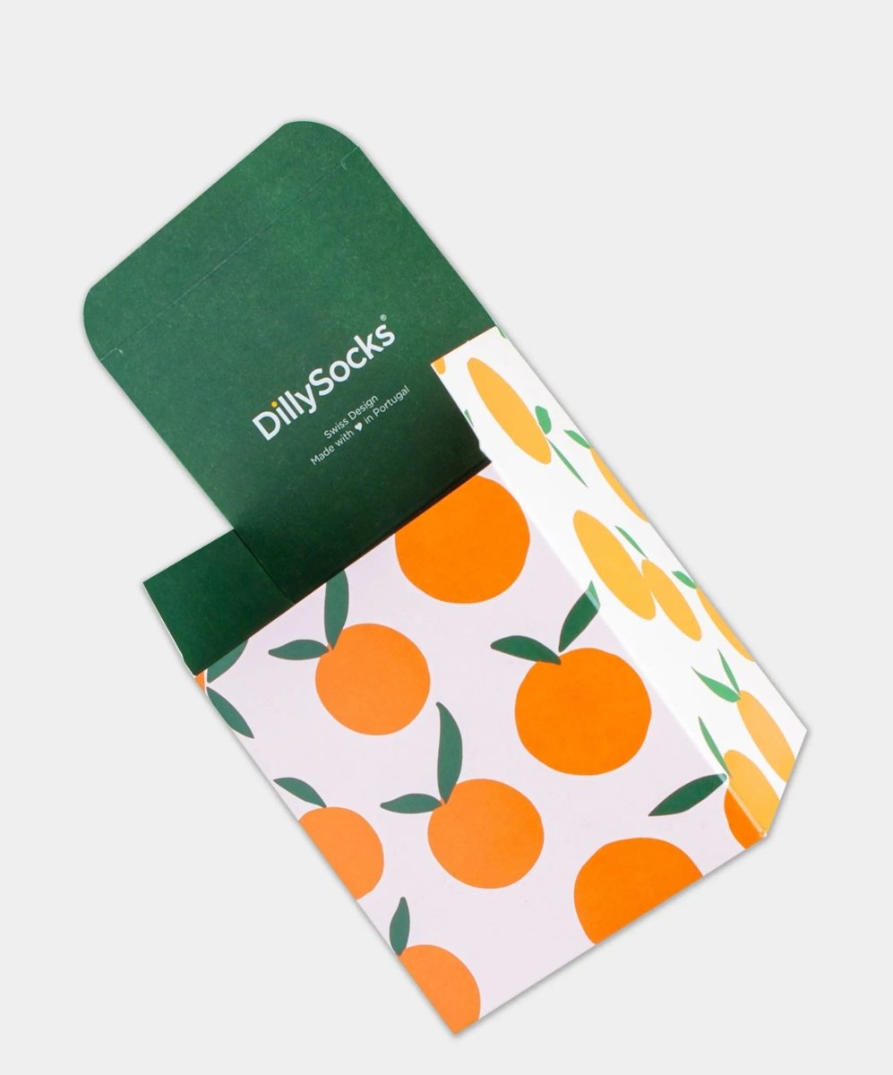 - Geschenkverpackung in Orange mit Früchte Motiv/Muster - Geschenkverpackung in Orange mit Früchte Motiv/Muster von DillySocks