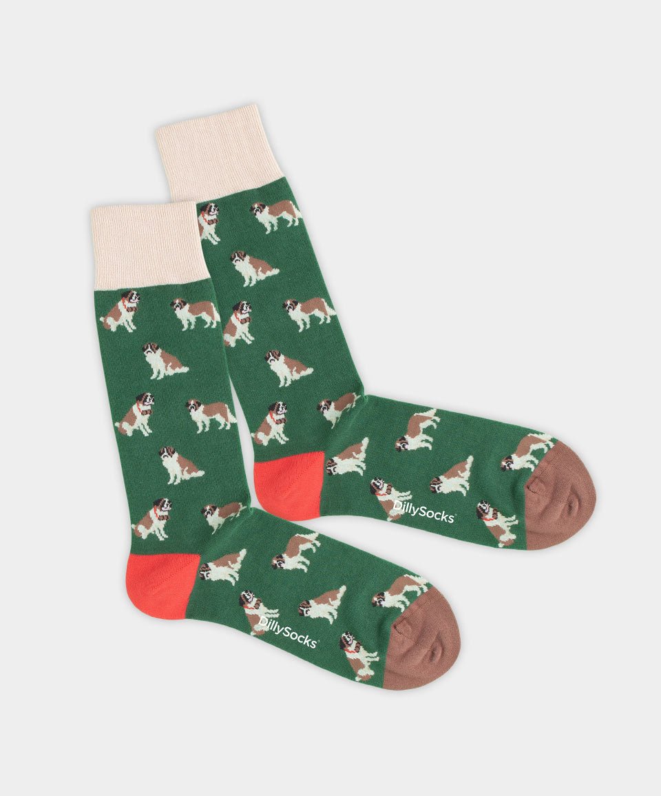 - Socken in Grün mit Hund Tier Motiv/Muster - Socken in Grün mit Hund Tier Motiv/Muster von DillySocks