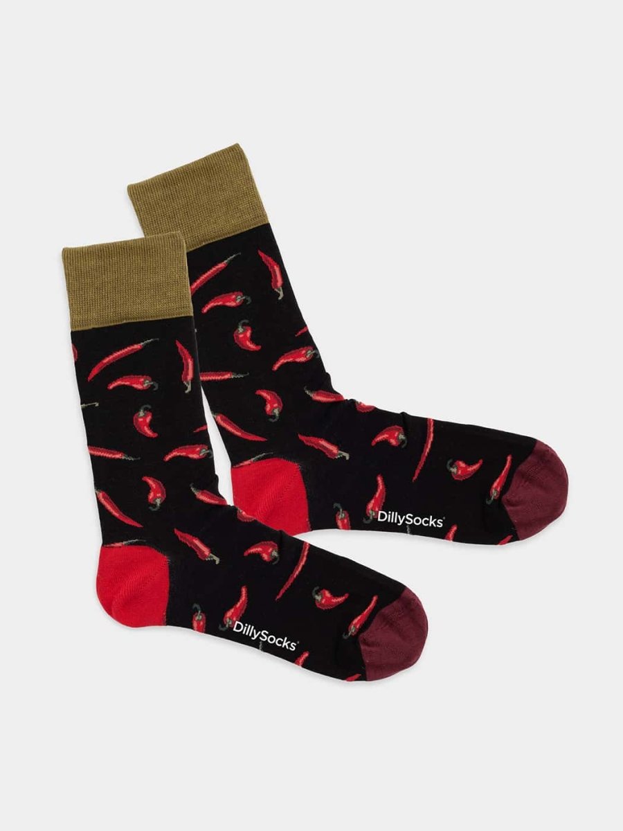 - Socken in Schwarz mit Essen Motiv/Muster von DillySocks