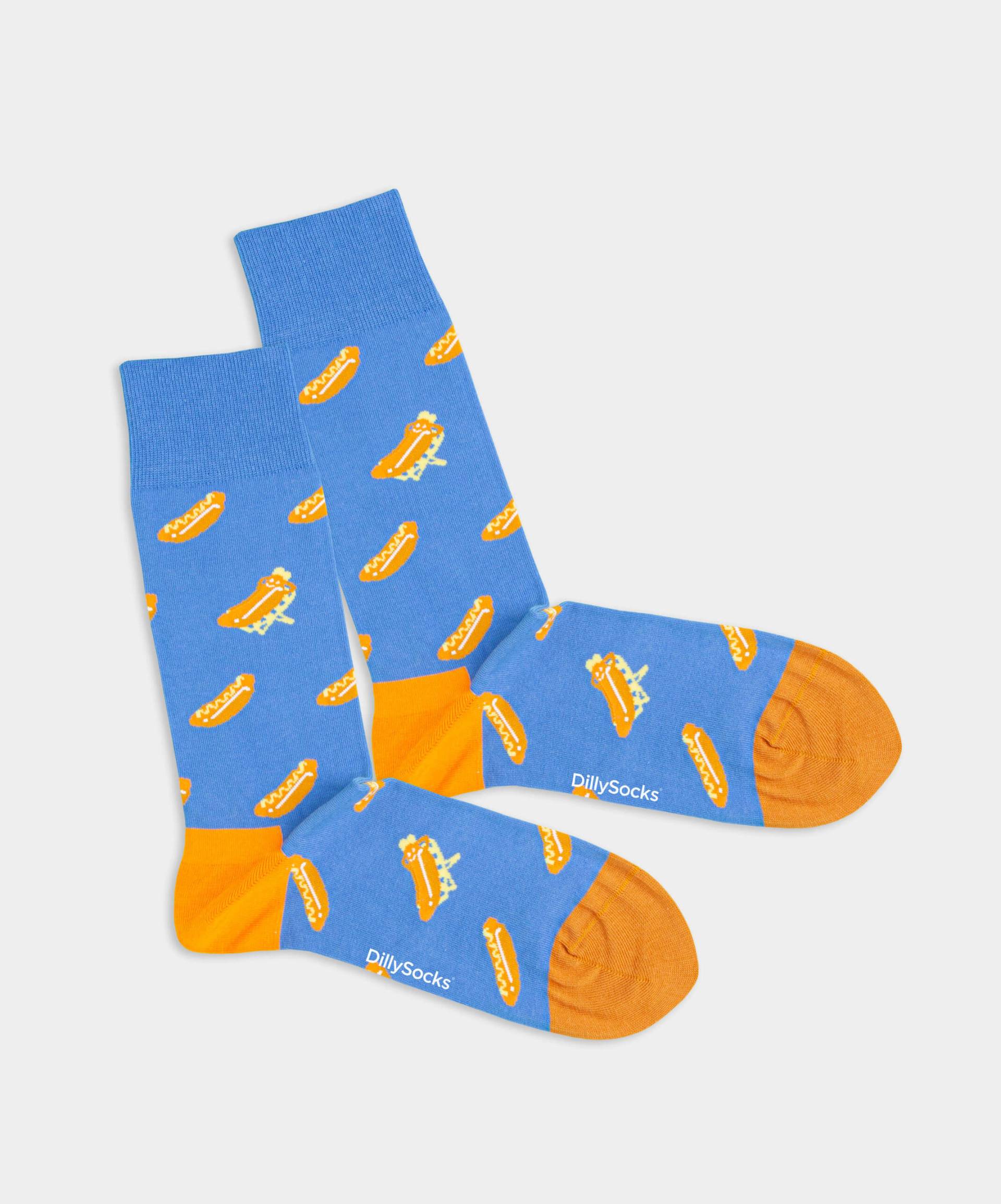 - Socken in Blau mit Essen Motiv/Muster von DillySocks