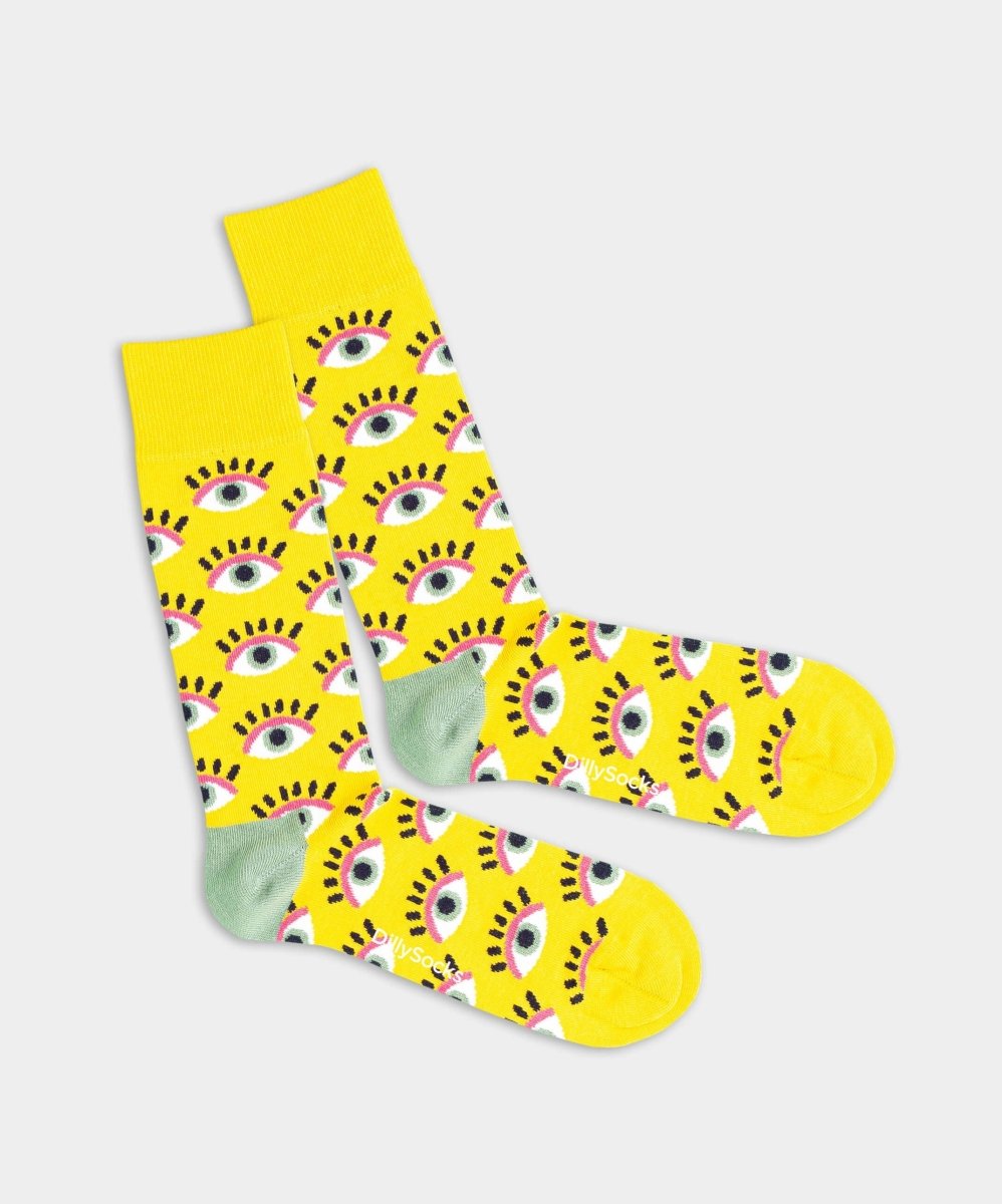 - Socken in Gelb mit Halloween Motiv/Muster von DillySocks