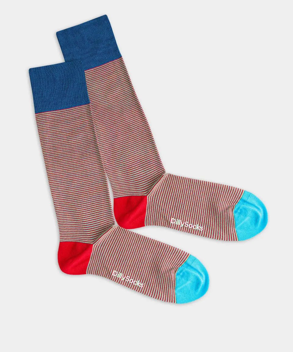 - Herrensocken in Rot mit Streifen Motiv/Muster - Herrensocken in Rot mit Streifen Motiv/Muster von DillySocks