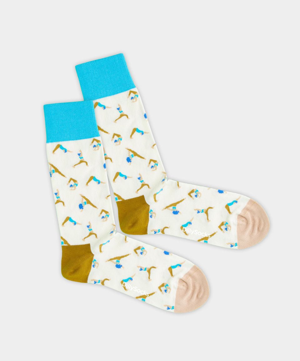 - Socken in Weiss mit Sport Yoga Motiv/Muster - Socken in Weiss mit Sport Yoga Motiv/Muster von DillySocks
