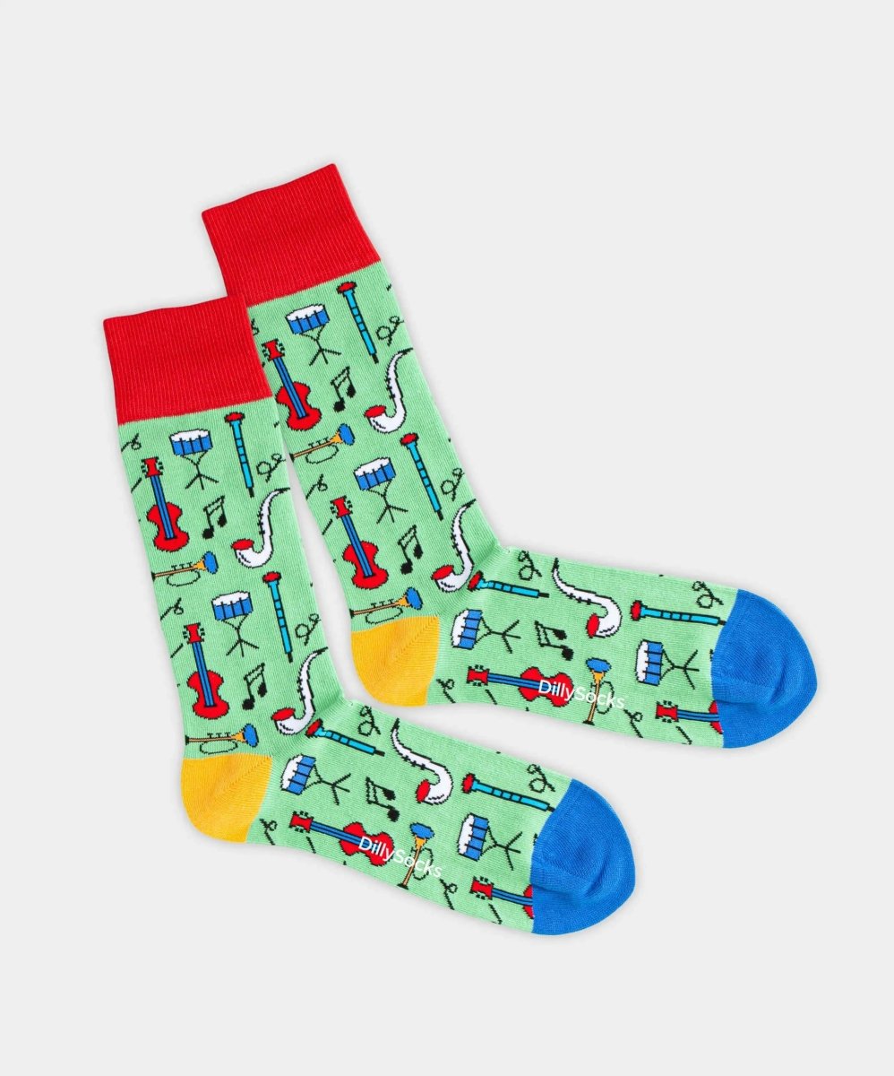 - Socken in Grün mit Musik Motiv/Muster - Socken in Grün mit Musik Motiv/Muster von DillySocks