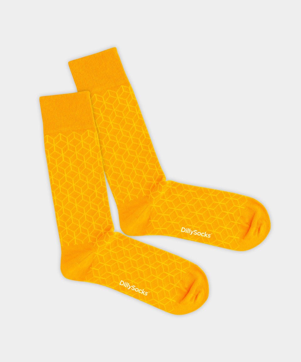 - Socken in Orange mit Dice Geometrisch Motiv/Muster - Socken in Orange mit Dice Geometrisch Motiv/Muster von DillySocks