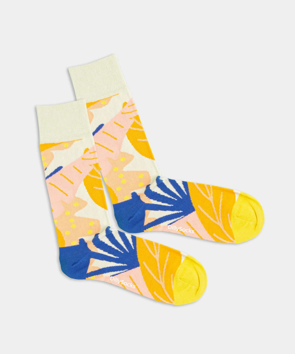 - Socken in Gelb mit Pflanze Motiv/Muster - Socken in Gelb mit Pflanze Motiv/Muster von DillySocks