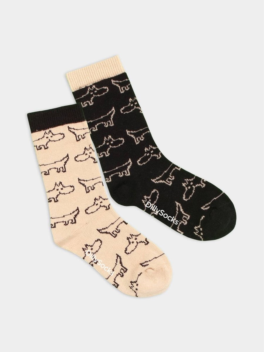 - Kindersocken in Beige mit Tier Hund Motiv/Muster - Kindersocken in Beige mit Tier Hund Motiv/Muster von DillySocks