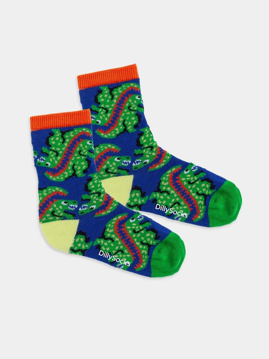- Kindersocken in Blau mit Tier Dino Motiv/Muster - Kindersocken in Blau mit Tier Dino Motiv/Muster von DillySocks