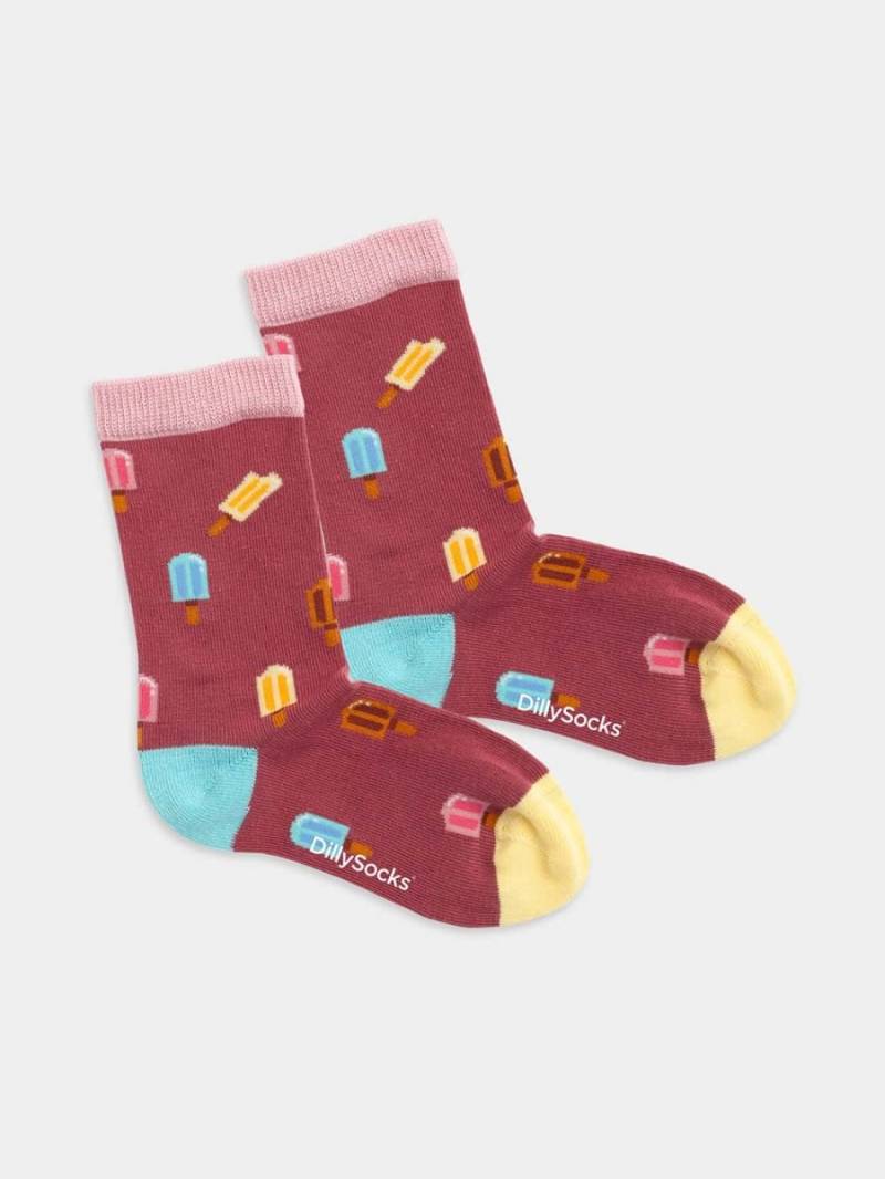 - Kindersocken in Rot mit Essen Motiv/Muster von DillySocks