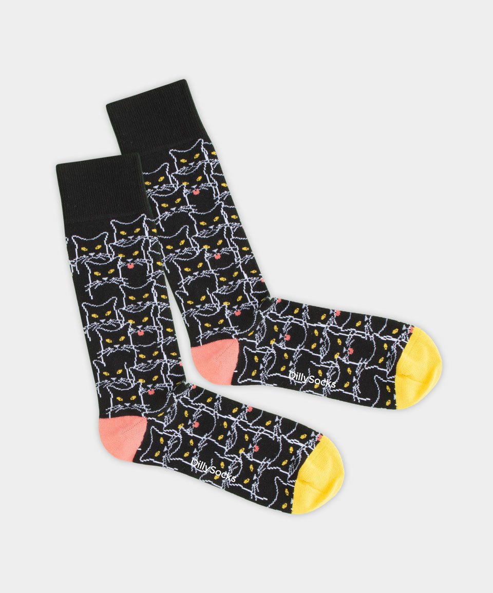 - Socken in Schwarz mit Tier Katze Halloween Motiv/Muster - Socken in Schwarz mit Tier Katze Halloween Motiv/Muster von DillySocks