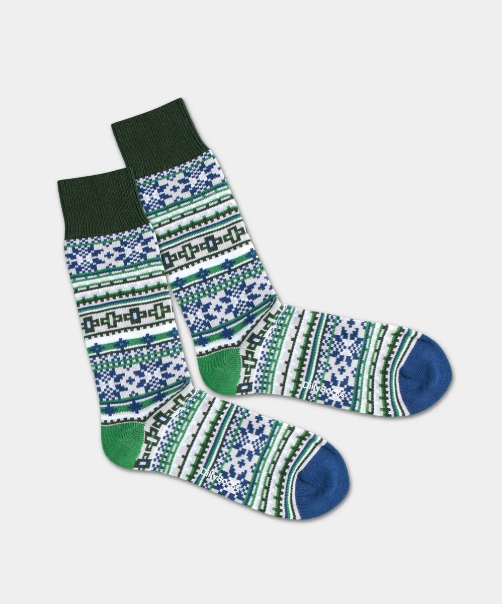 - Socken in Grün mit Nordisch Motiv/Muster - Socken in Grün mit Nordisch Motiv/Muster von DillySocks