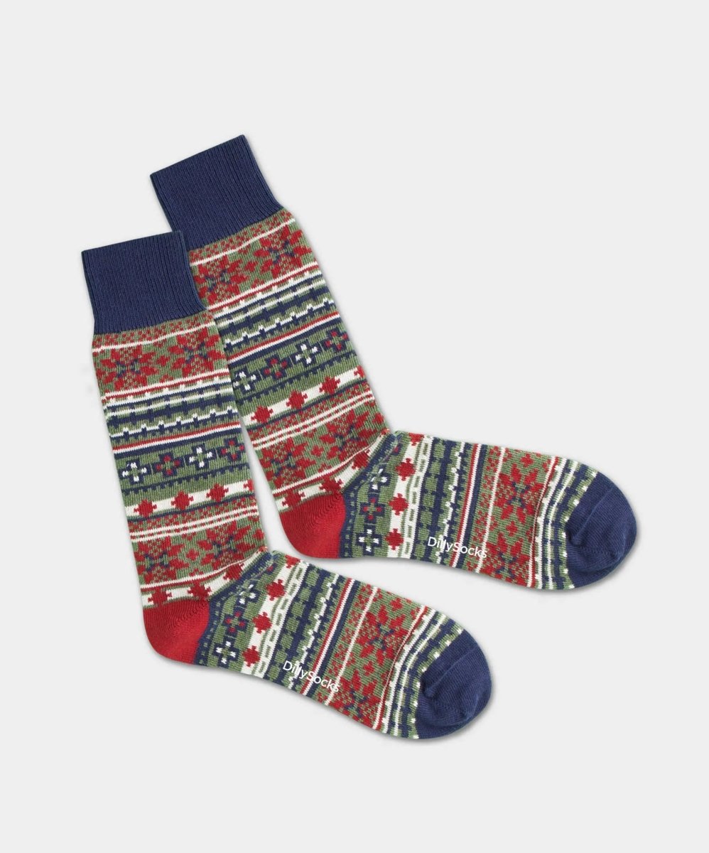 - Socken in Grün mit Nordisch Motiv/Muster - Socken in Grün mit Nordisch Motiv/Muster von DillySocks