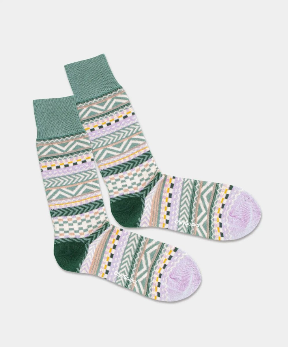 - Socken in Grün mit Nordisch Motiv/Muster - Socken in Grün mit Nordisch Motiv/Muster von DillySocks