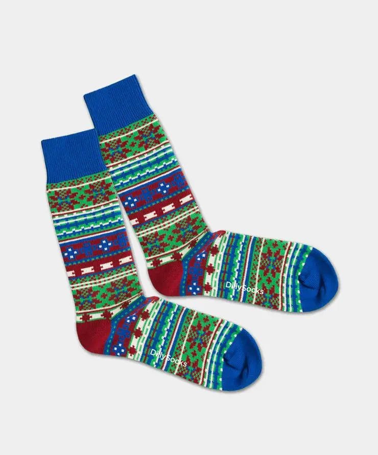 - Socken in Blau mit Nordisch Motiv/Muster - Socken in Blau mit Nordisch Motiv/Muster von DillySocks