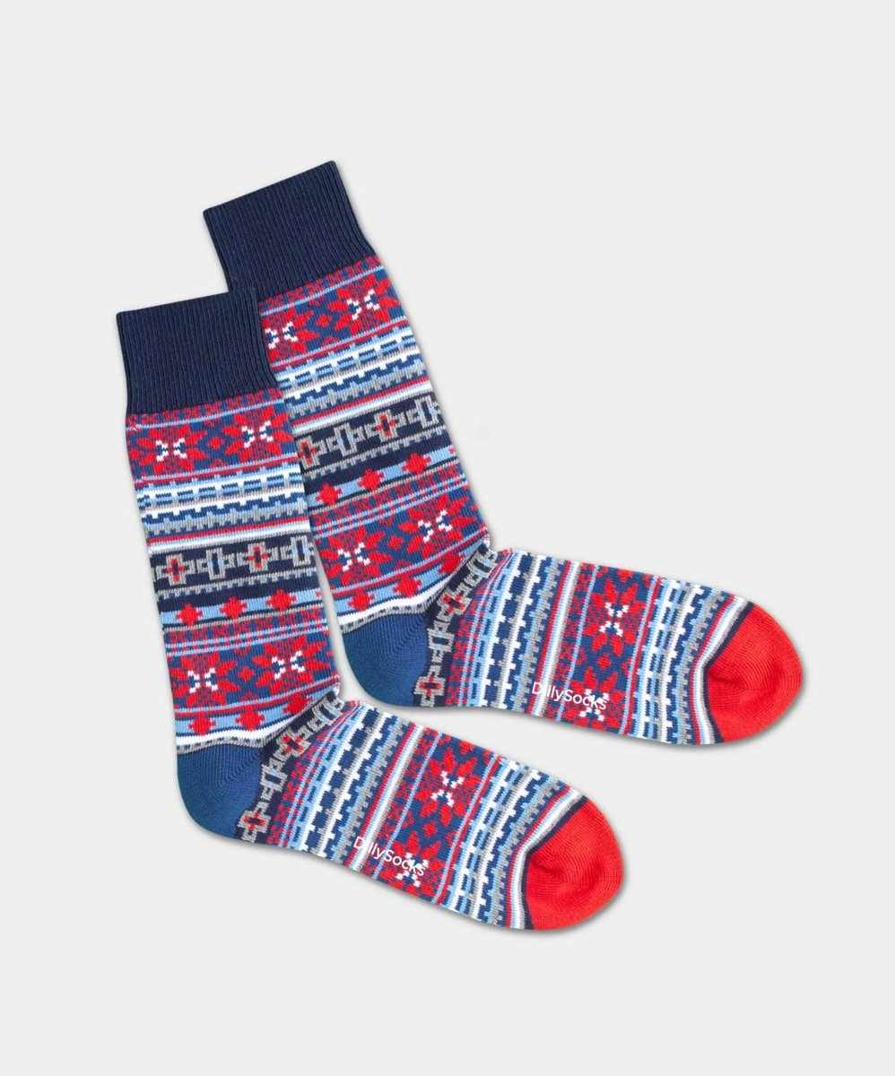 - Socken in Blau mit Nordisch Motiv/Muster - Socken in Blau mit Nordisch Motiv/Muster von DillySocks